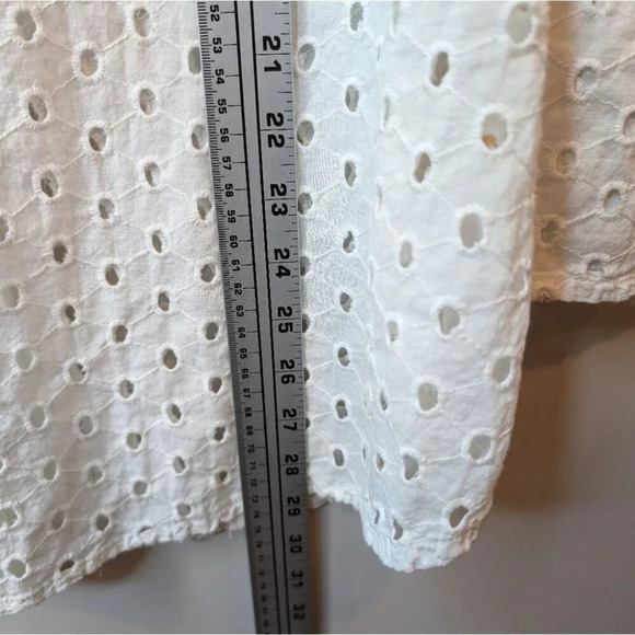 Tulip White Eyelet Button Down Collar Long Sleeve Shirt 100% Cotton Women Small - Picture 10 of 13